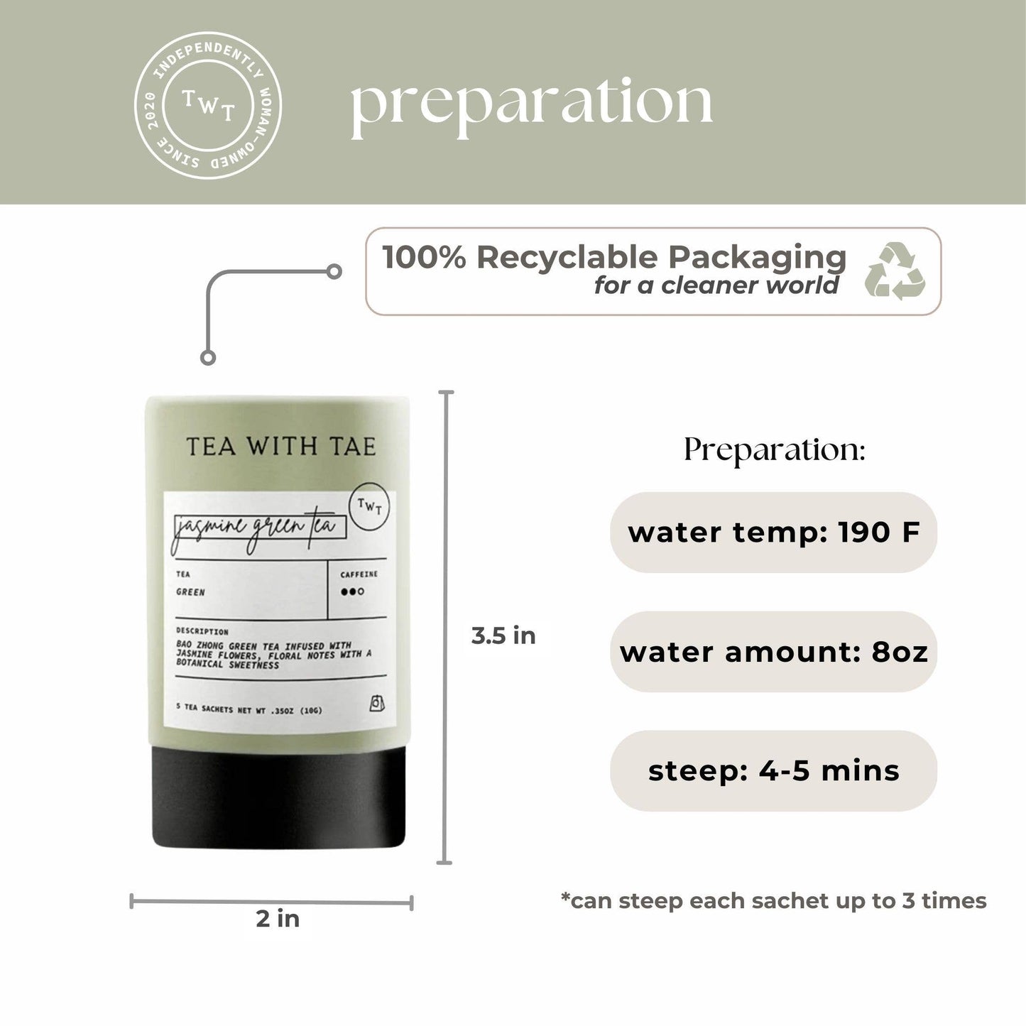 Jasmine Green Tea Mini Tube Gift (5 tea bags)